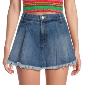 Ramy Brook Aveline frayed mini skort denim